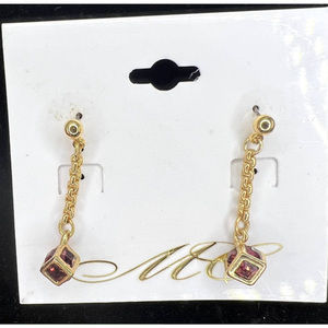 MC dangle earrings with‎ purple cube crystals